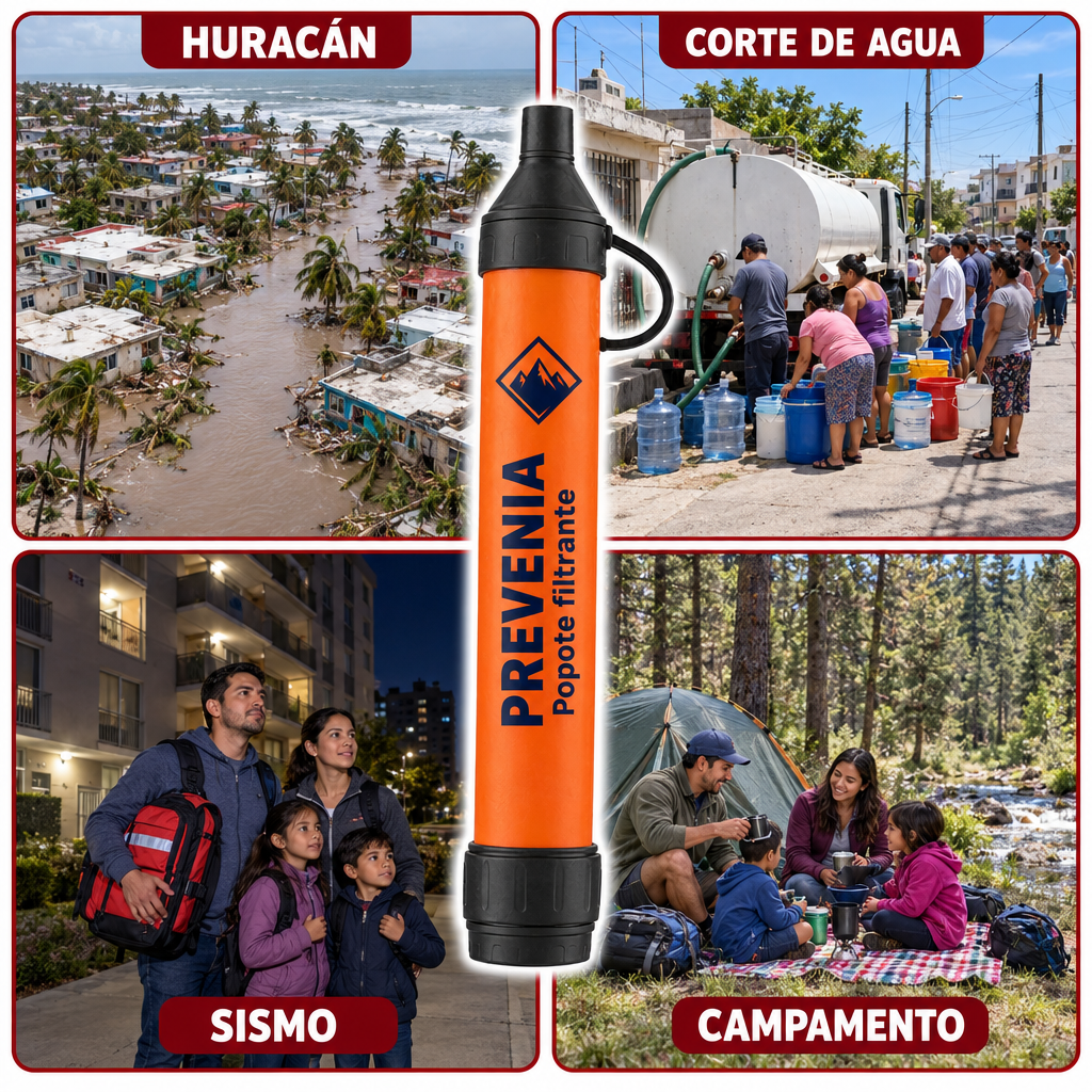 Popote filtrante Prevenia para huracán, corte de agua, sismo y campamento