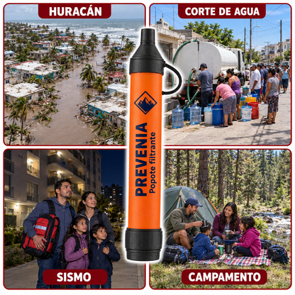 Popote filtrante Prevenia para huracán, corte de agua, sismo y campamento